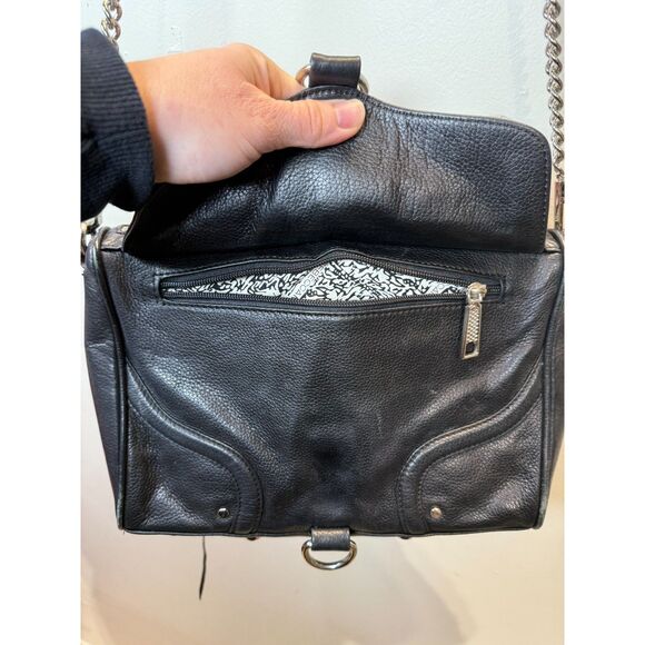 Rebecca Minkoff Women's Black Leather Shoulder Bag Chain Link Strap - Picture 6 of 10